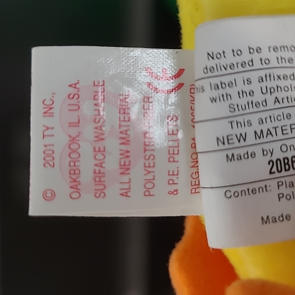 The Jingle Beanie Collection 2001 TY Quackers Little Yellow Chickie NEW Vintage - Picture 6 of 13